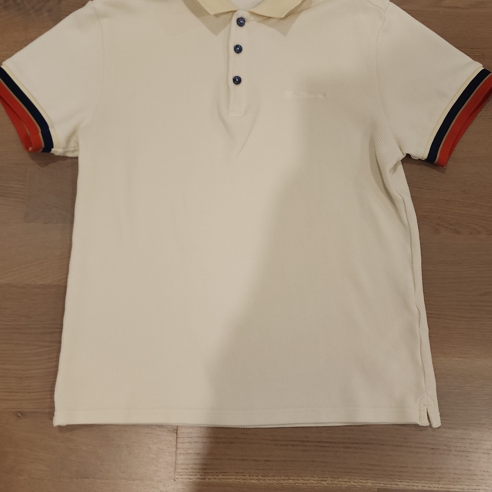 Ben Sherman Cream Polo Shirt with Navy & Orange Trim Medium